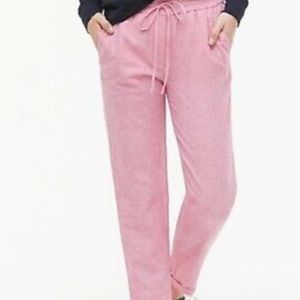 NWT J Crew  Linen-Cotton Pink Drawstring Pants